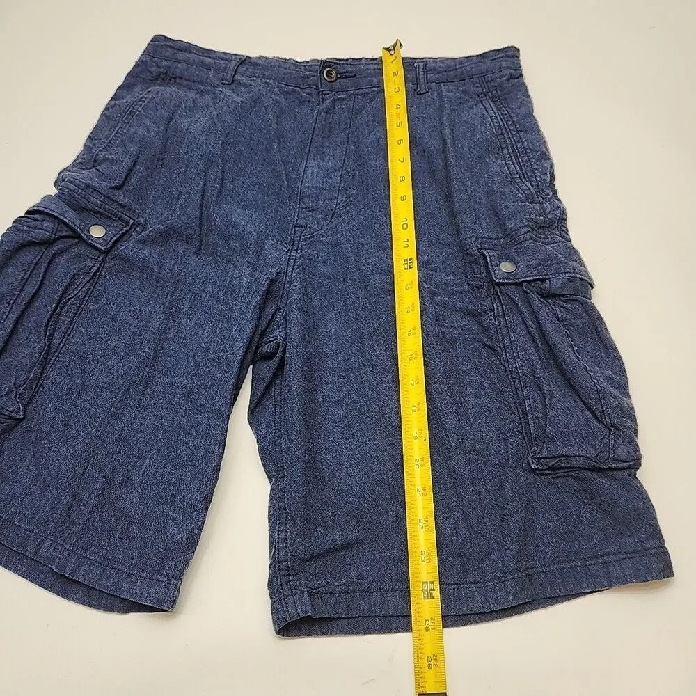 Levi's Cargo Shorts Men Sz 36 Flat Front Blue Textured Chino 11